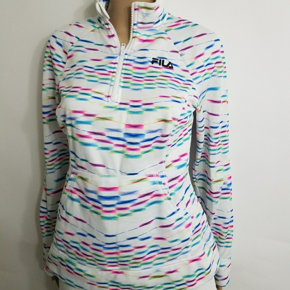 Women's fila white multi-color sweater